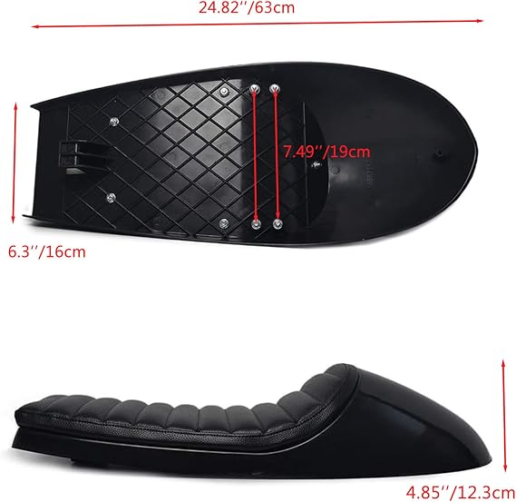0122 Motorcycle Cafe Racer Vintage Seat for Honda Suzuki Black