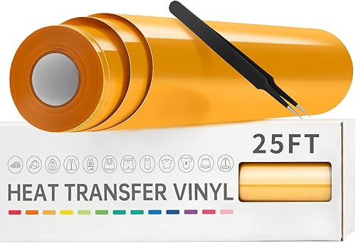 VinylRus Vinilo de transferencia de calor, rollo de vinilo amarillo melón de 12 pulgadas x 25 pies, vinilo HTV para Silhouette Cameo, Cricut, fácil disponible en Yaxa Colombia