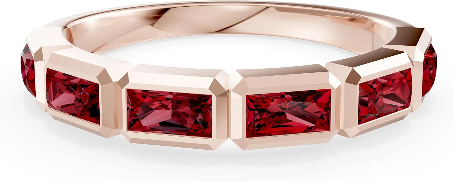 PEORA Baguette Cut Garnet Band Available in Solid 10K, 14K or 18K Ring – White, Yellow or Rose Gold
