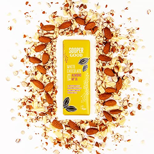 Soopergood Suikervrije en Veganistische Witte Chocoladerepen - Keto-Vriendelijk - Koolhydraatarm - Glutenvrij - Witte Chocolade met Amandelmelk - Gezoet met Stevia - Doos van 6 x 40 g - Image 4