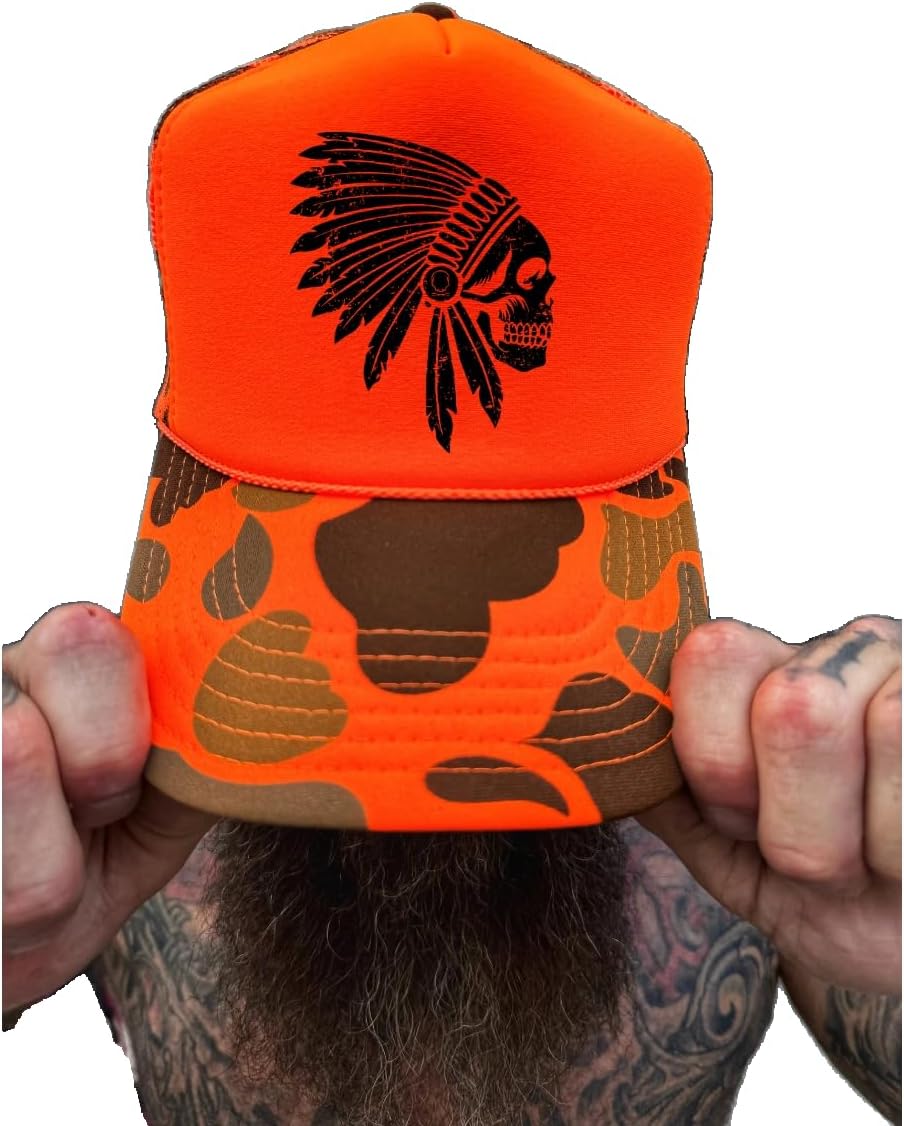 The Drive Clothing "Apache Hat for Men & Women | Funny Offensive Fitted Baseball Cap | Structured Streetwear Curved Bill Cap | Bold Statement Urban Casual Headwear | Orange