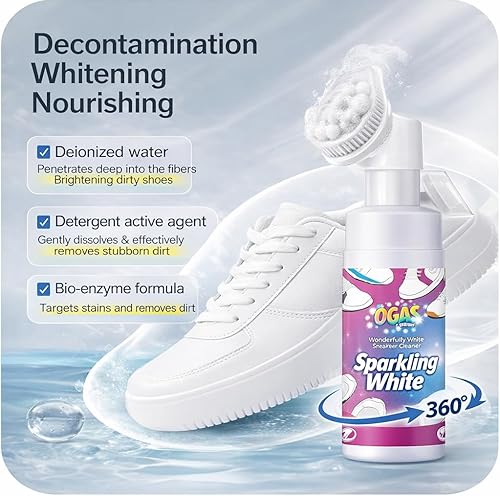 Miniatura 3 de Kit limpiador de zapatos, 5.1 fl oz de espuma limpiadora de zapatos blancos con paño de microfibra, para zapatos blancos, cuero, lona, punto, botas,