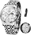 OLEVS Hommes Montres Imperméable Luxe en acier inoxydable Montres pour hommes Chronographe Analog Quartz Robe Homme Montres Casual Big Face Hommes Montre Jour facile Lire Montres hommes