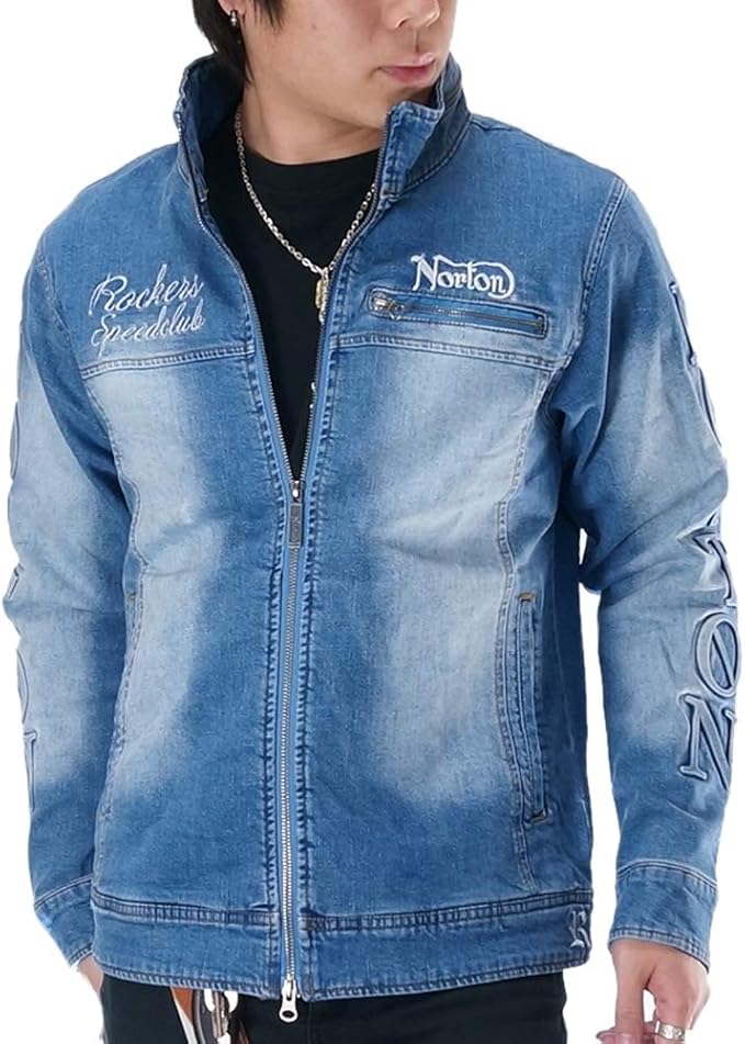 Amazon ノートン 刺繍 デニム ライダースジャケット Gジャン メンズ 1n1602 Xxl ブリーチ コート ジャケット 通販