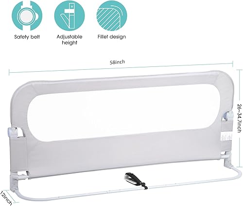 Miniatura 6 de Barandilla protectora para cama de bebé para niños pequeños  Rieles de cama de 58.7 pulgadas para cama individual, matrimonial, Queen, King tamaño