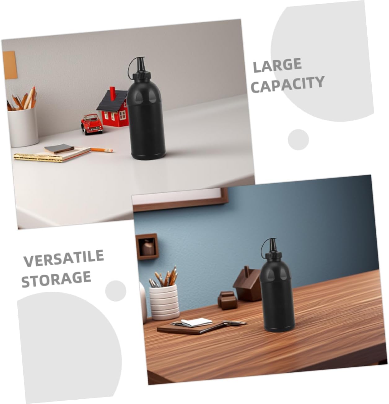 2pcs Ergonomic Water Bottle Plastic Refill Bead Containers Cap for Travel Toy Storage
