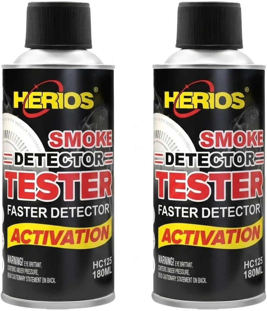 HERIOS Fire Alarm Smoke Detector Tester Spray, 180ml, Quick Test, No Stains, 2 Pack