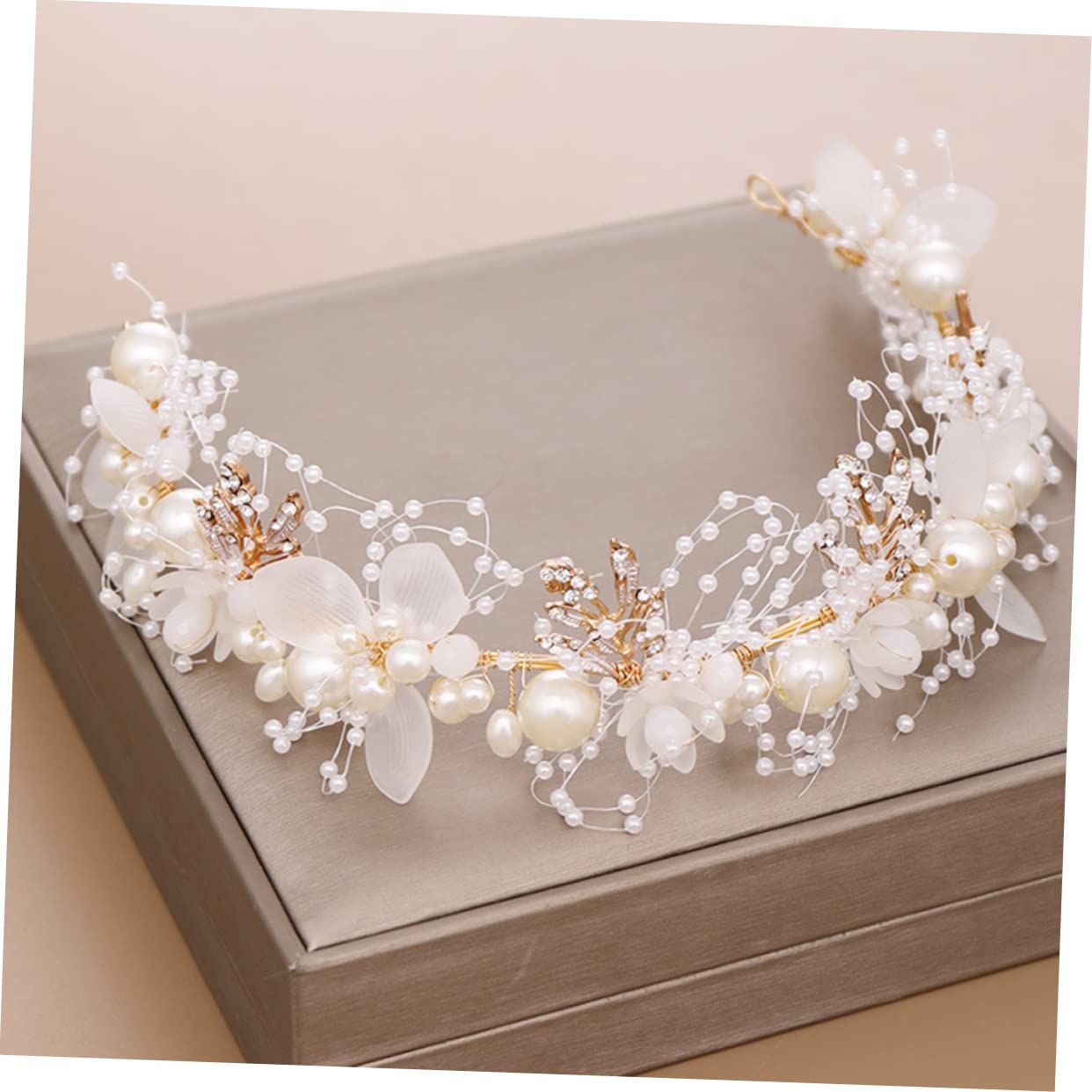 Beavorty 3piezas Diadema De Flores De Perlas Rhinestones Accesorios De Pelo Para Novia Tocado Nupcial Para Boda y Celebraciones