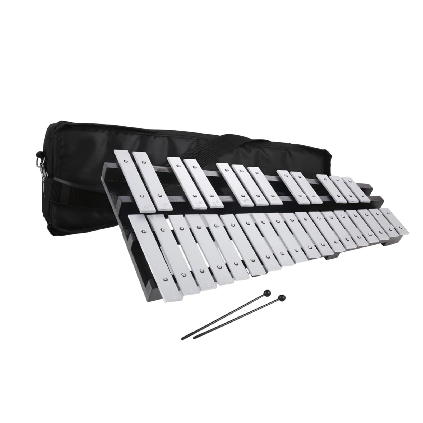 Qianly Glockenspiel Faltbares Xylophon Metallophone Percussion Instrument Lernspielzeug Aluminium Klangplatten Klare Töne mit Tragetasche für Kindergarten Musikaktivitäten Üben Unterwegs