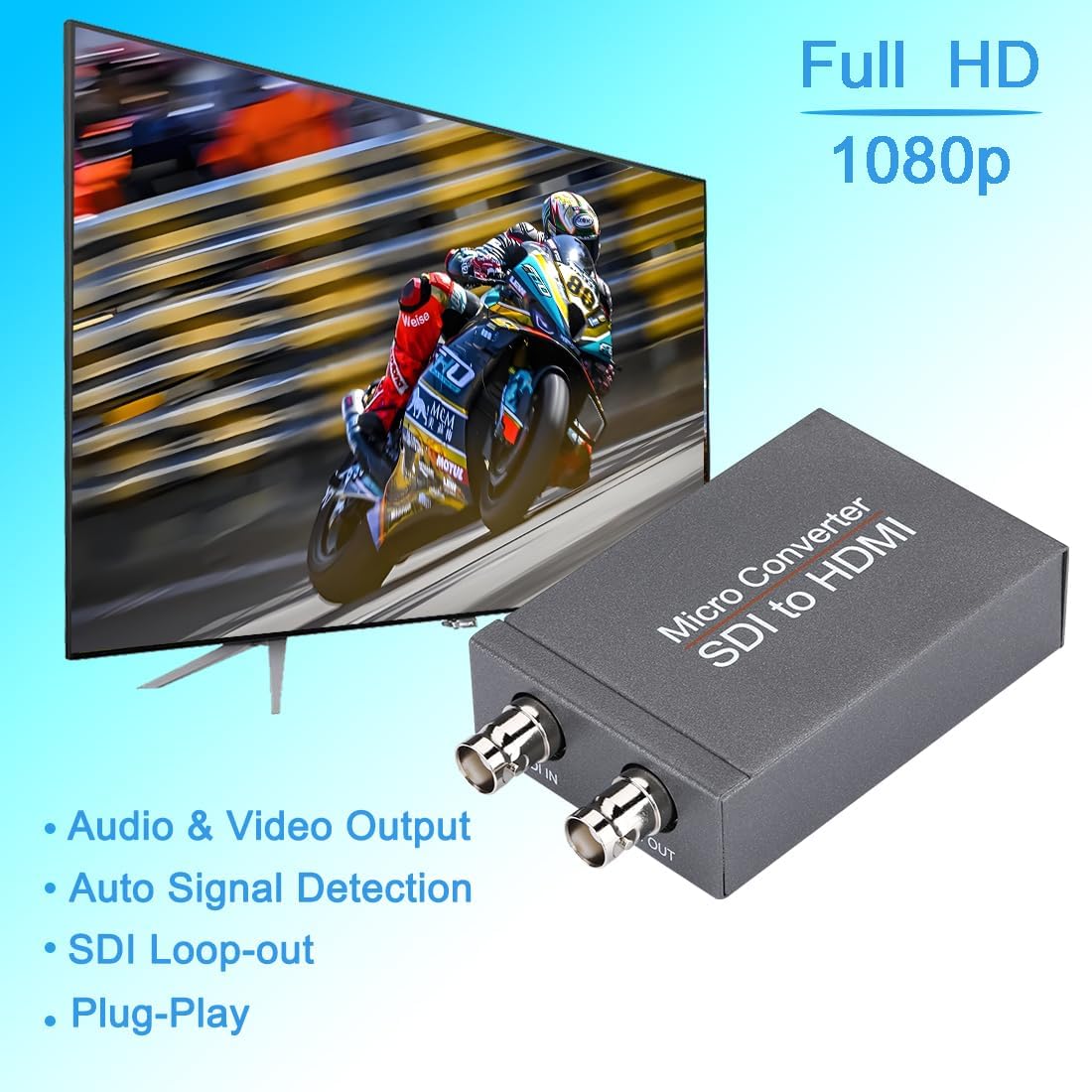 Anber-Tech SDI to HDMI Converter, SDI to HDMI Audio De-embedder Support 3G-SDI, HD-SDI, SD-SDI Auto Format Detection and Stereo Audio De-embedder, Support Loopout (Grey)