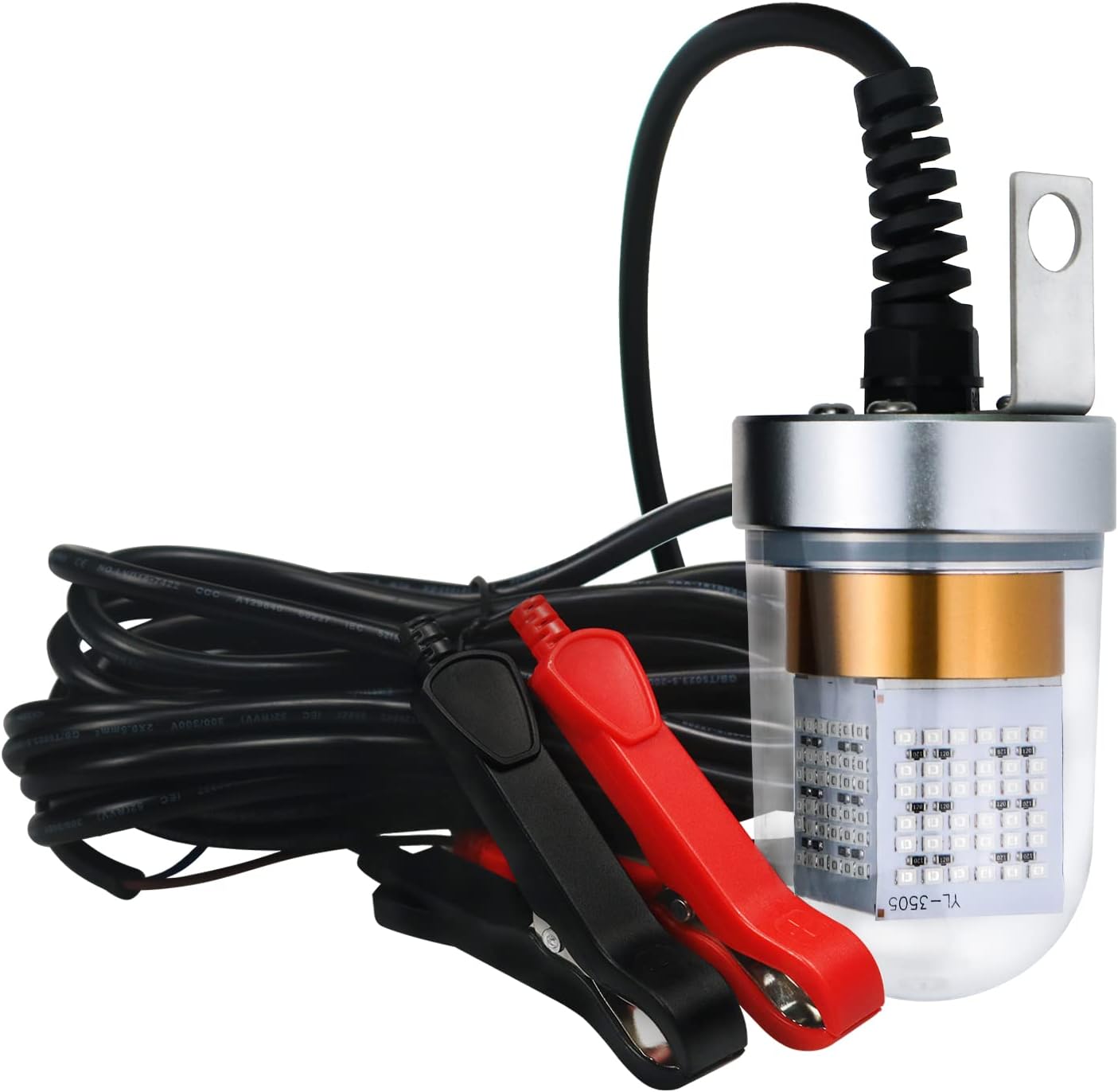 Led Fishing Light,Ice or Night Fishing Lights,Battery Clip 12V IP68 6M,Underwater Submersible Lure Lamp,Attractants for Squid,Crappie,for Dock,Fresh & Salt Water (15W/30W/60W)