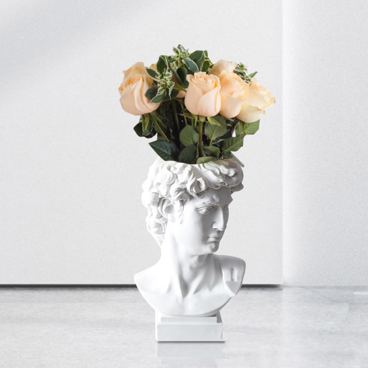 Operitacx Vase Bureau en Décoration et pour Rangement Maquillage Pinceaux de à Composition Résine Blanche 25cm Style Artistique pour Balcon et Salon