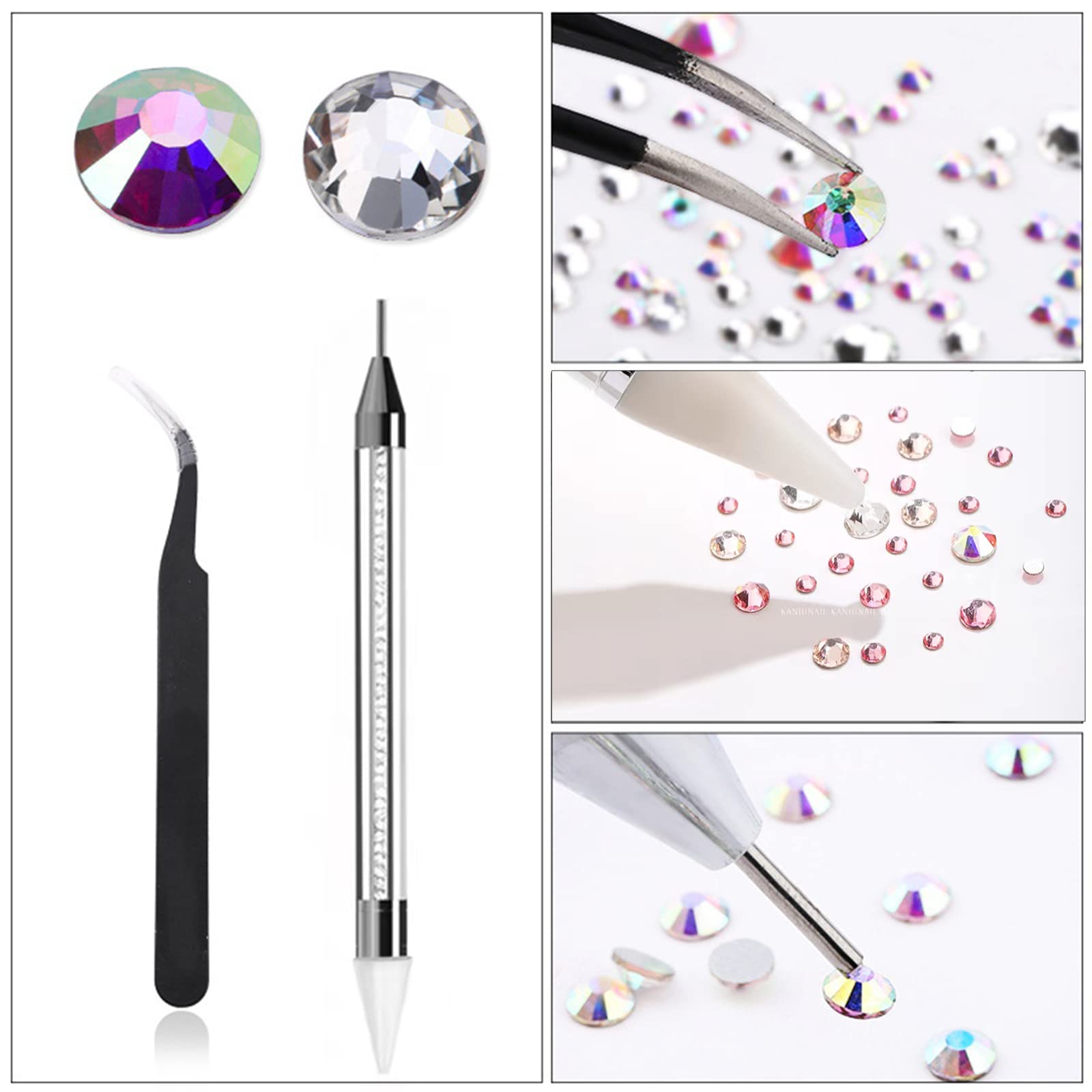 1500 Stück Strasssteine Set – 6 Größen, Selbstklebend, Mit Pinzette & Dotting Pen Für Nägel & DIY