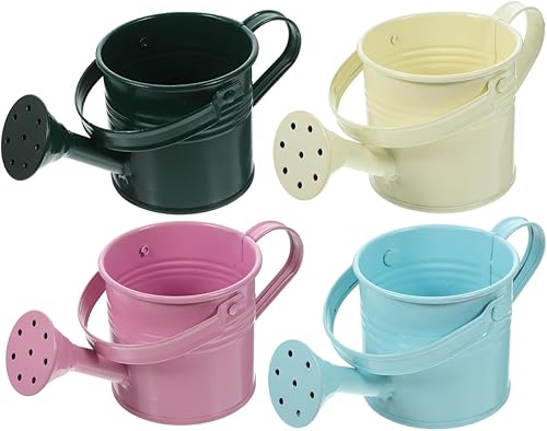 Miniatura 7 de DOITOOL Regaderas de metal, 5 macetas de agua de jardinería para niños, regadera de hierro, cubo de riego para jardín, plantas, flores (estilo mixto)