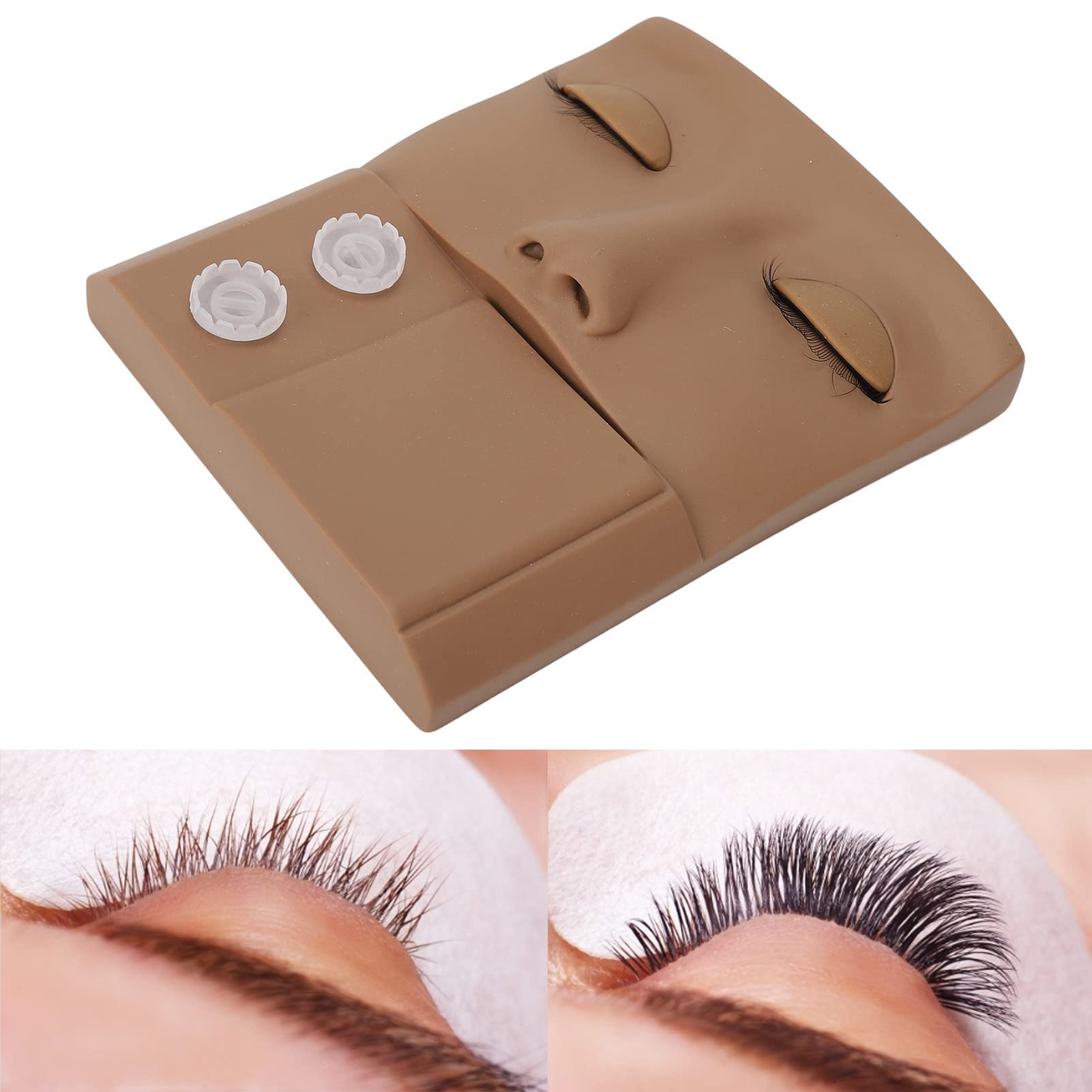 Uxsiya Makeup Mannequin, Replaceable Eyelid High Simulation Lash Mannequin Head Reusable Easy Better Practice for Salon(Coffee Color) - Image 3