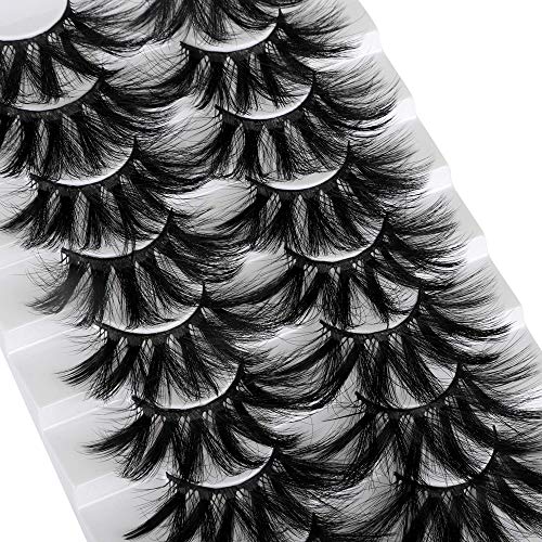 25mm Lashes, Fluffy 5D Faux Mink Lashes, Dramatic Volume Eyelashes, Thick Crossed Lashes,8 Pairs Long 25mm Lashes