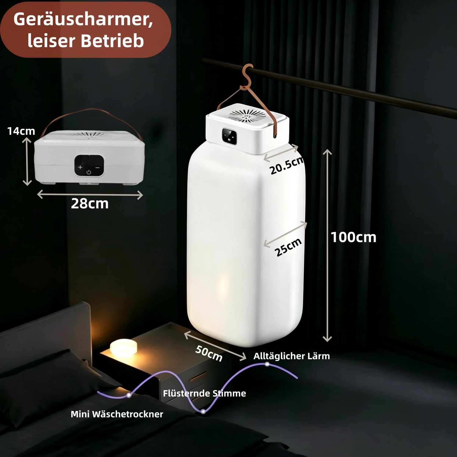 Hooha Asciugatrice piccola, capacità 10 kg, silenziosa, con timer, sterilizzazione UV, spegnimento automatico e telecomando, per viaggi, appartamenti, viaggi d'affari, hotel e dormitori