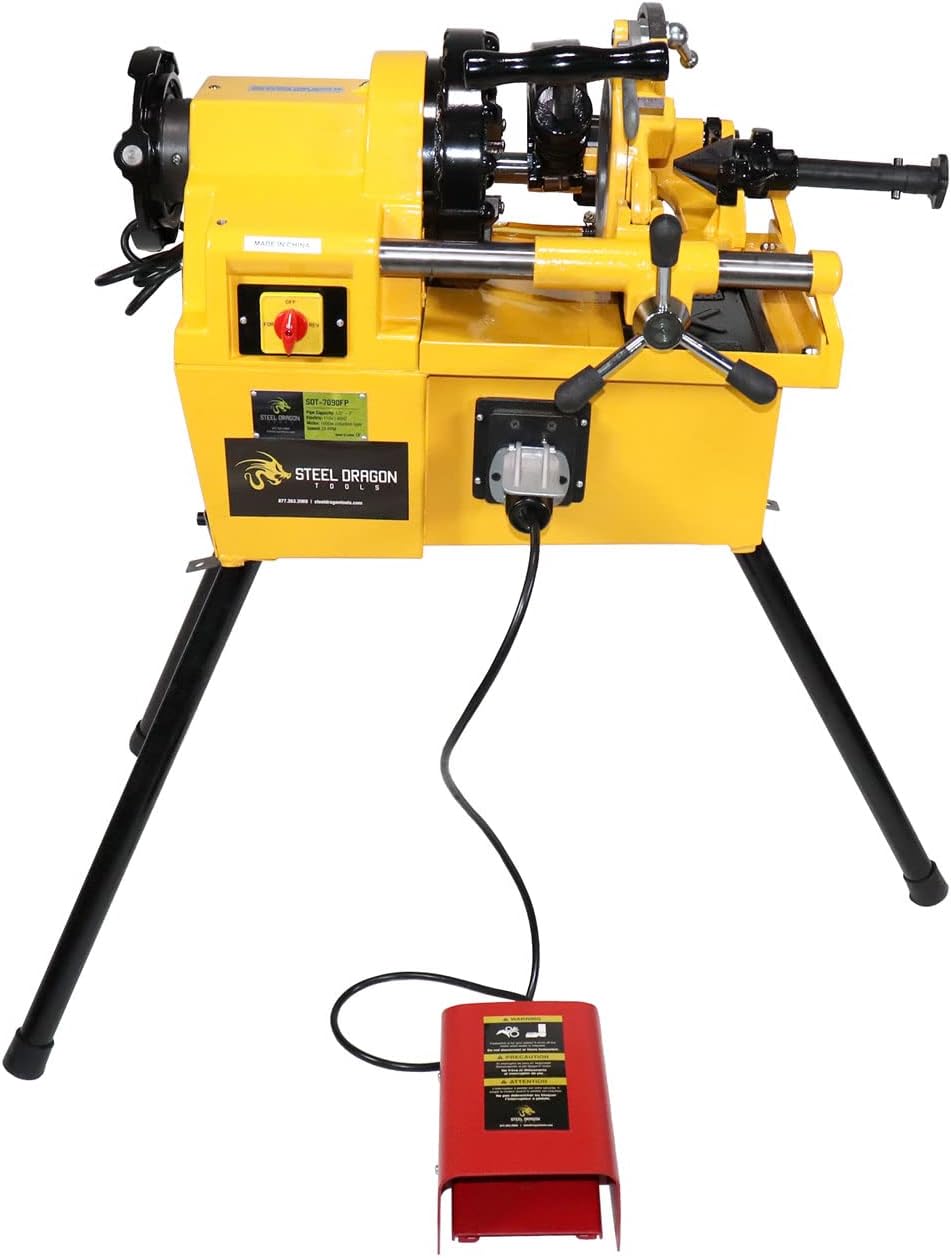Steel Dragon Tools 7090 1/2-inch to 2-inch Power Pipe Threading Machine with Cart 811A Die Head Dies and Foot Pedal