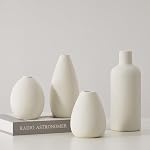 CEMABT Vase en céramique blanche - 4 Petits vases pour fleurs, Vases de fleurs uniques pour pièces centrales, Vase décoratif moderne pour la décoration maison Table d'entrée Librairie (blanc)