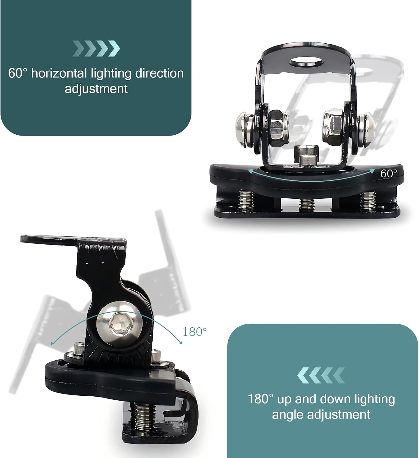 2PC Led Light Bar Mounting Bracket, 304 Stainless Steel Hood Mount Light Brackets, Universal Adjustable Light Bar Mounts, Off Road Accessories, for Off-Road Truck SUV (Black) image 4
