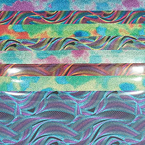 Mabende Tie Dye Glitter Heat Transfer Vinyl Bundle 8 Piece 12''X 10'',Clouds Watercolor Glitter Iron-On Htv,Pu Rainbow Color Sparkle Adhesive Vinyl Sheets For Diy Art Crafts Fabric (Tie Dye Glitter) #TOP2