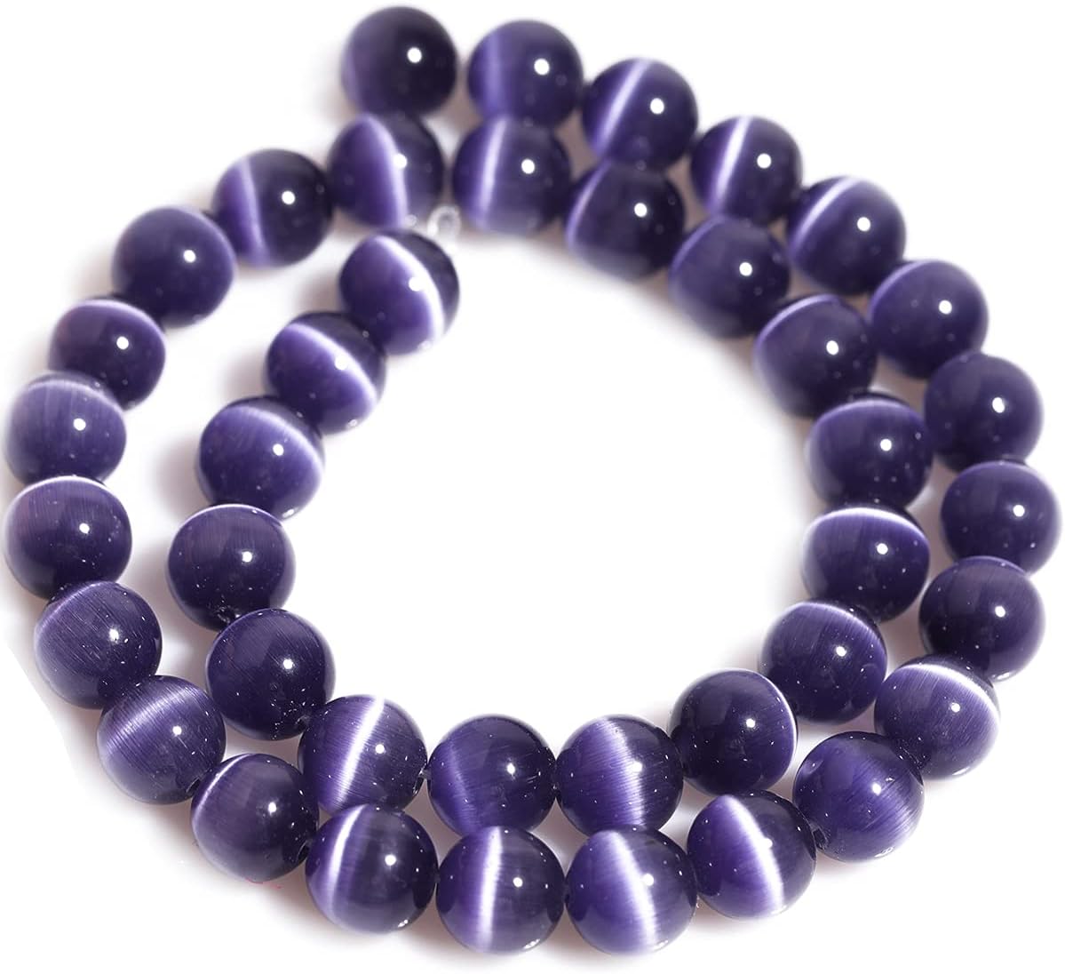 GEM-Inside 10mm Round Violet Cat Eye Beads for Jewelry Making Loose Beads Strand 14 Inch - Image 4