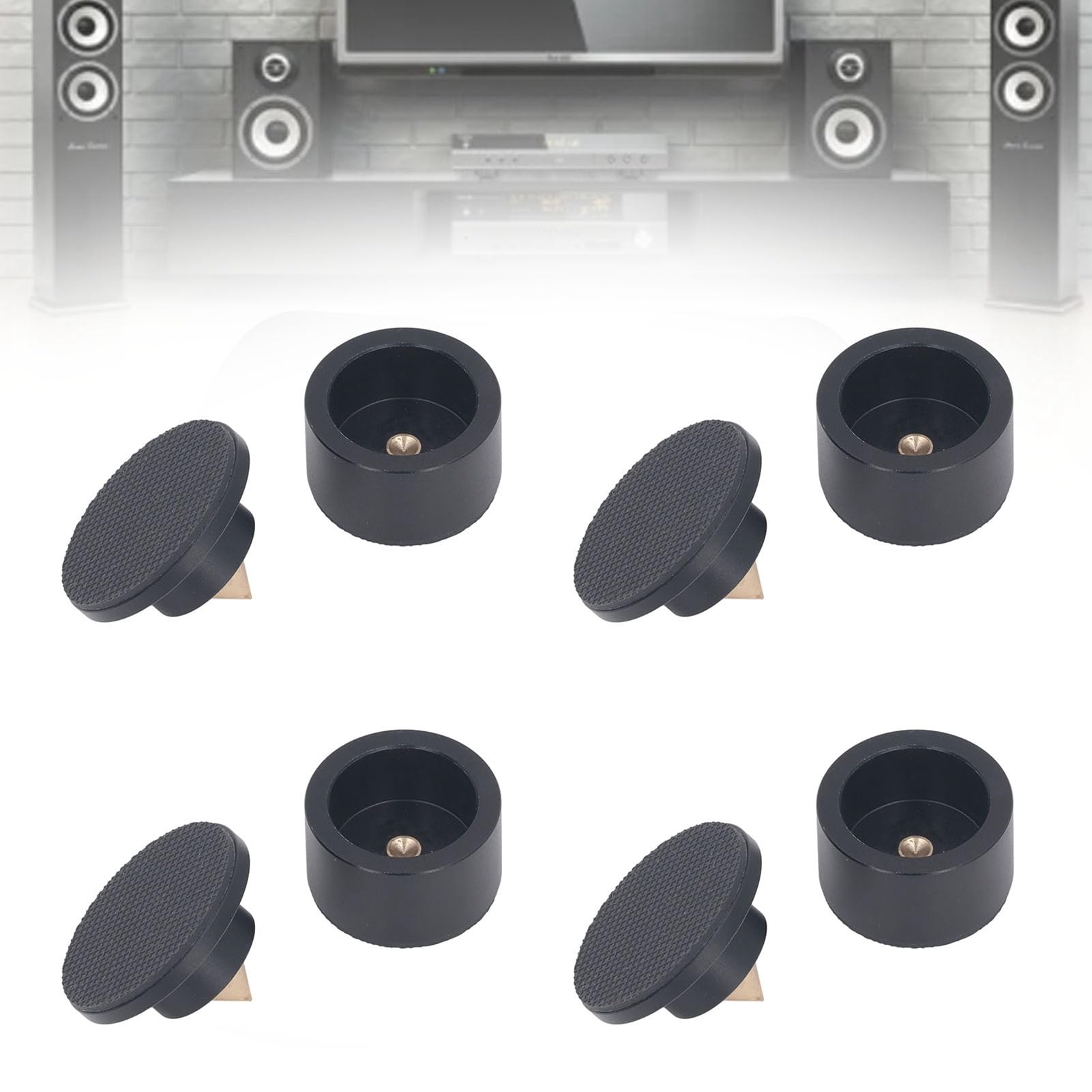 Altoparlante Isolamento Piedini di supporto Pad Antiurto Antiscivolo Smorzatore di vibrazioni in metallo Riduttore di risonanza Accessori 4 set per giradischi Amplificatore CD