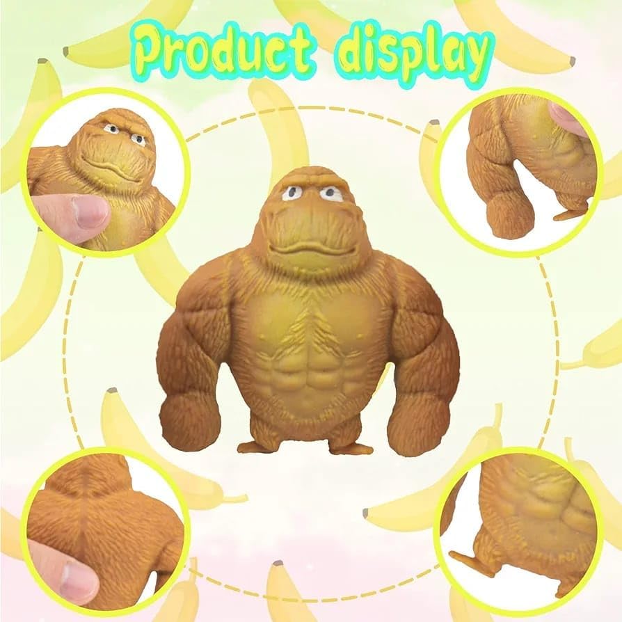 Image of AGC Stress & Anxiety Relief Toy - Squishy Monkey Stretch Gorilla Figure | Fun Gorilla Action Figure for Kids & Adults | Squeeze Sensory Toy (Random Color) (3)