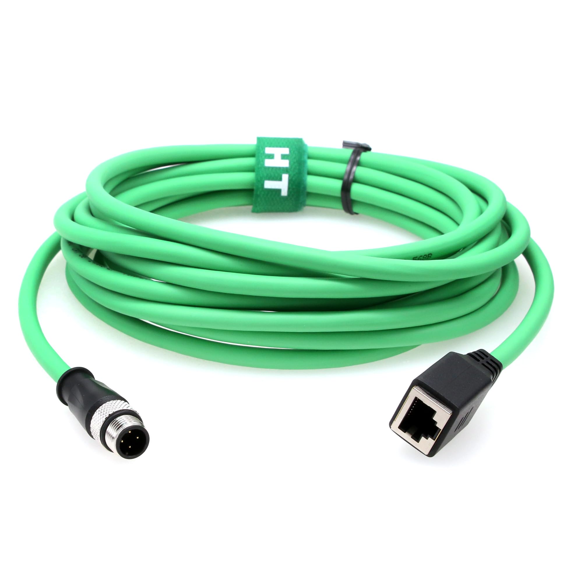HangTon Câble adaptateur M12 4 broches D-codé vers RJ45 femelle Cat5e pour caméra Profinet Omron Keyence SICK Datalogic Capteur de vision Ethernet Réseau PC PLC 3 m Vert