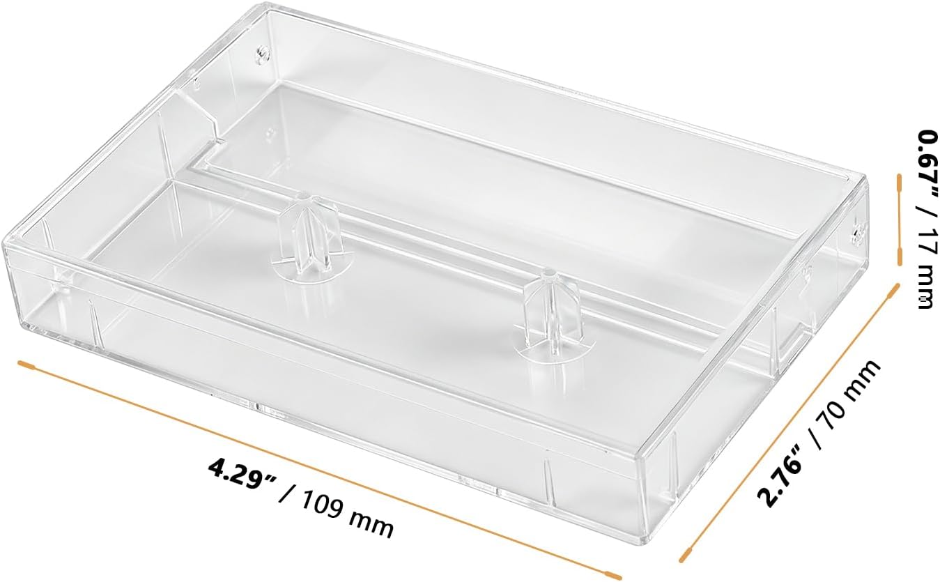 40 Pack Clear Plastic Cassette Tape Storage Cases, 4.29x2.75x0.6 Inch Audio Music Cassette Organizer Holder for Art Collection