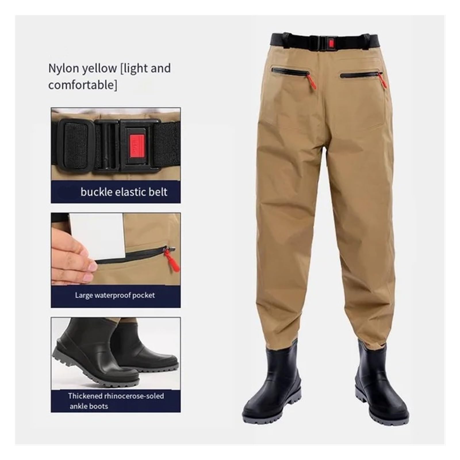 Trampolieri da Pesca lombo, Pantaloni da trampoliere con Esca for Lago fluviale, Abbigliamento da Mare da Viaggio, Tuta Impermeabile for Esterni, Comfort Traspirante per Pesca E Caccia(C,XS)