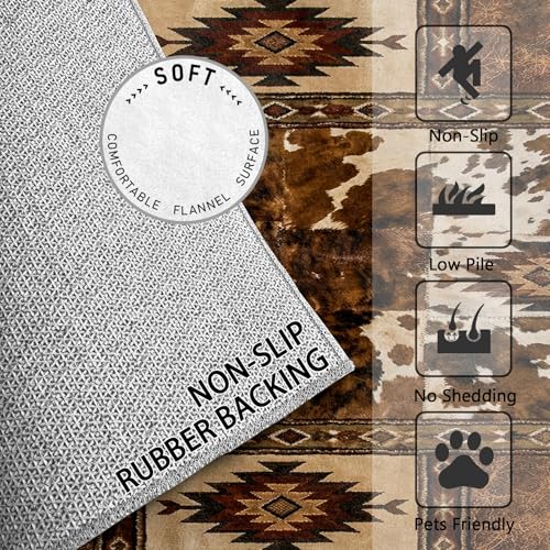 Tapete decorativo estampado vaquero 7x9 ft beige marrón miniatura 5