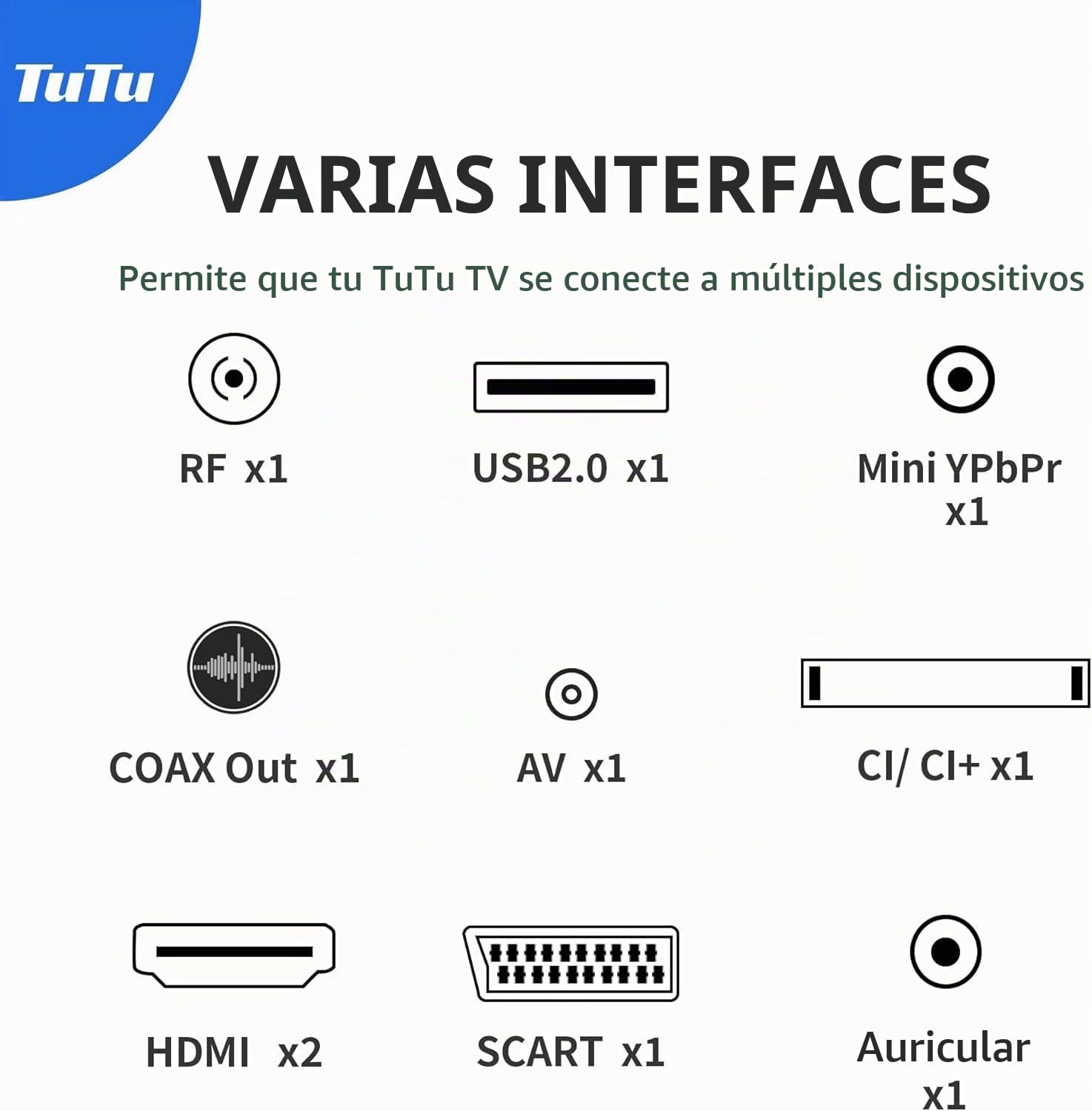 TuTu TV 42 Pulgadas LED Full HD Televisores con Sintonizador Digital DVB-T/T2-C-S/S2, HDMI, USB Grabador Reproductor, Modo Hotel (TUB42FD1N, 2023)