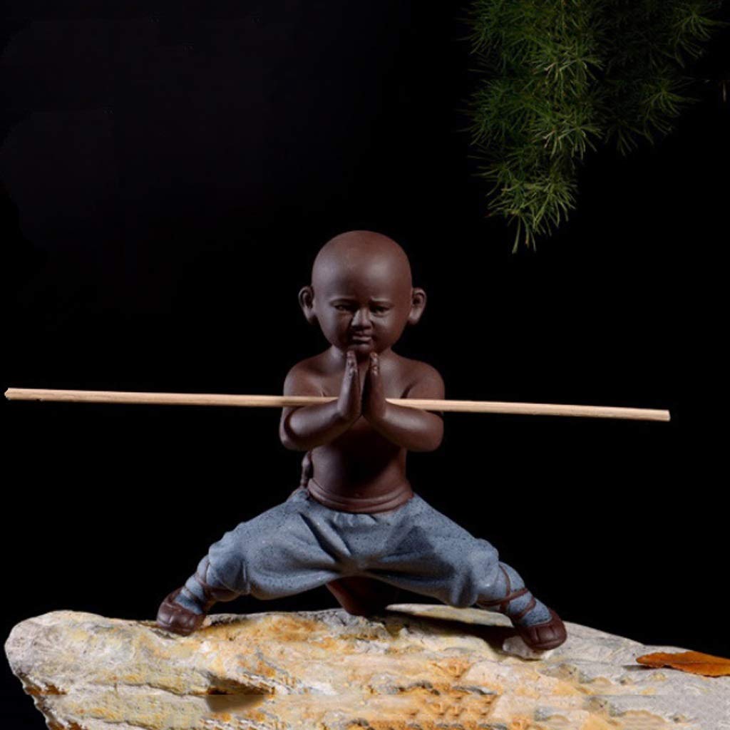 Estatuas de Buda 4 Estilos Estatua de Buda Cerámica Zen Buddha Small Monk Sculpture Statue Chinese Tea Set Sculpture Exquisite Decoración Creativa Gran Regalo de meditación (Color : D)