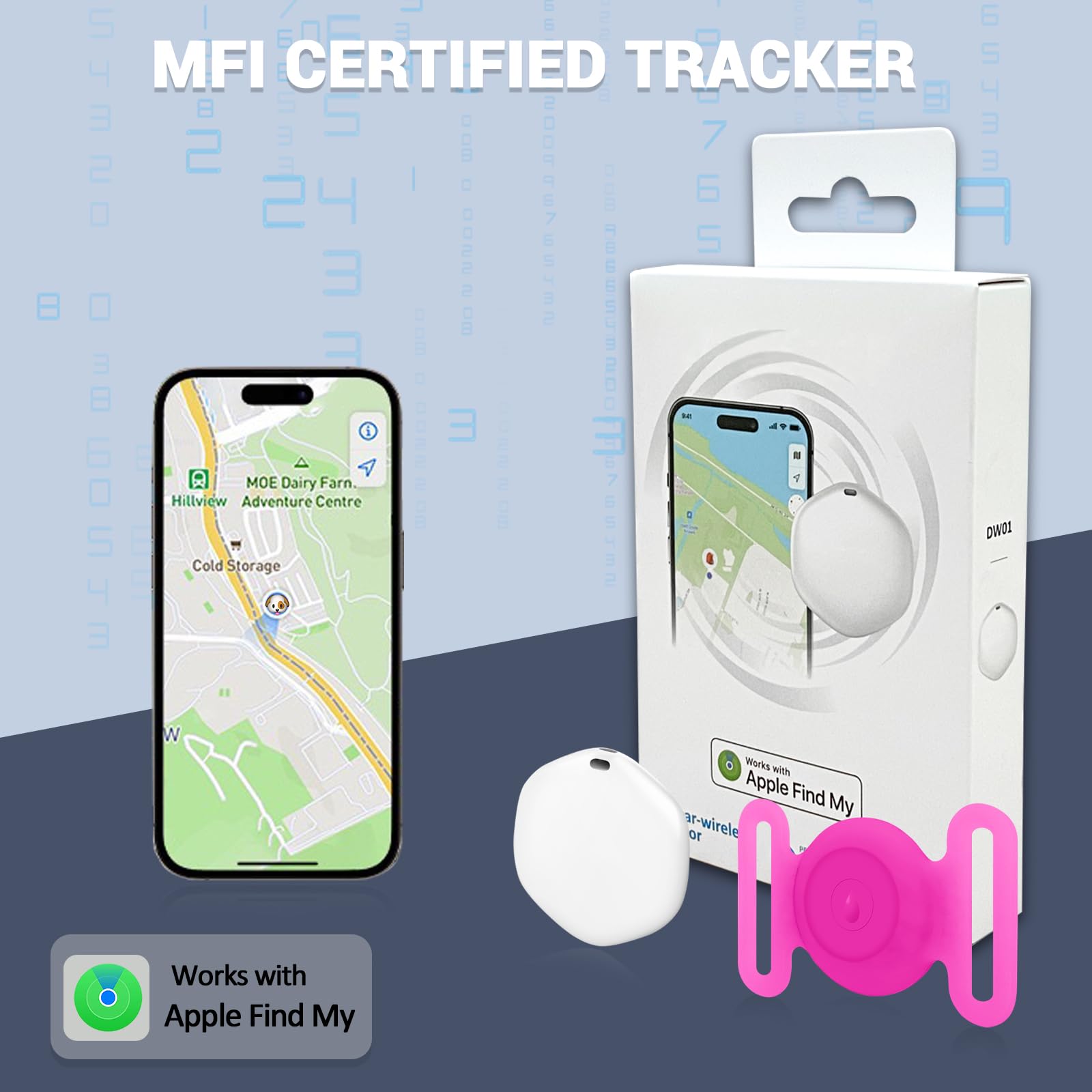GPS Tracker for Dogs, Mini GPS Cat Tracker, IPX8 Waterproof GPS Trackers for Cats with Holder, No Monthly Fee, Work with Apple Find My(iOS Only), Smart Trackers for Dogs-YGPink-5 - image 4