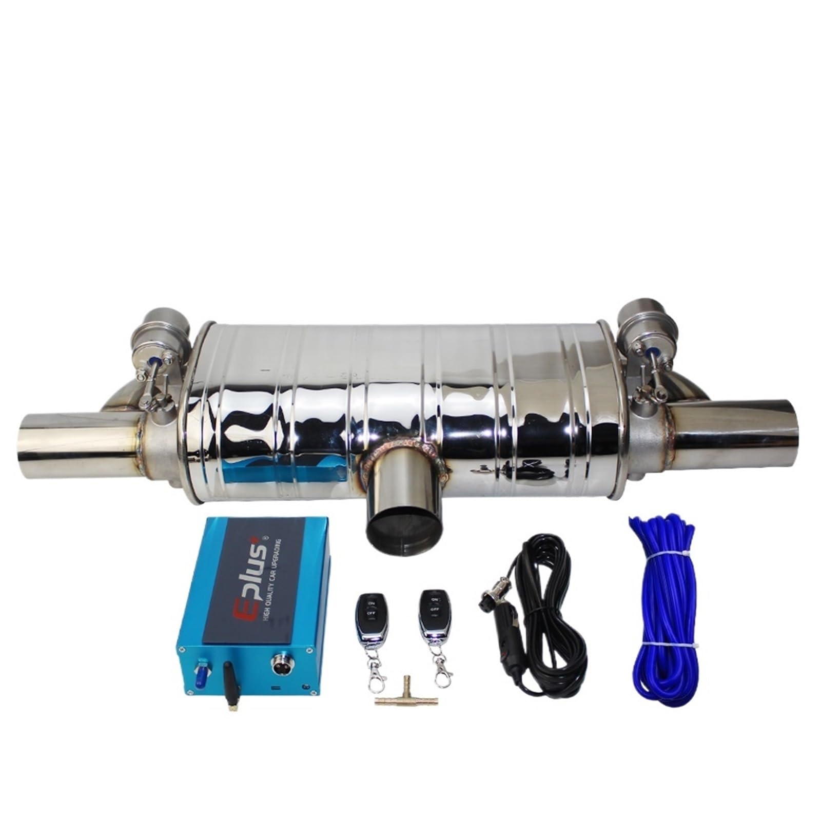 uniwersalna rura wydechowa Pompa do rury wydechowej samochodu Zmienny zawór Tłumiki Zdalne sterowanie Stal nierdzewna Uniwersalny Jeden w Dwa na 63MM Tłumik końcowy(Vacuum pump 51MM)