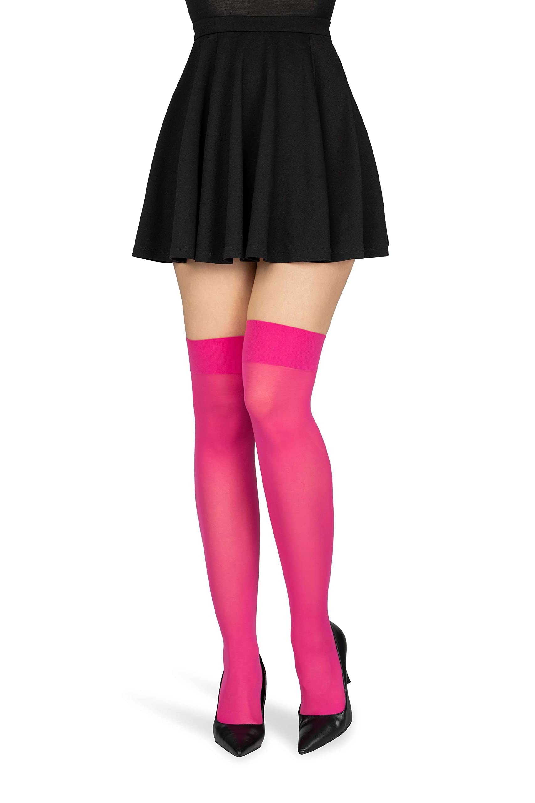 looksy Calcetines largos por encima de la rodilla para mujer, calcetines lisos hasta la rodilla, para niñas, escuela, cosplay, uniforme, medias 60 den
