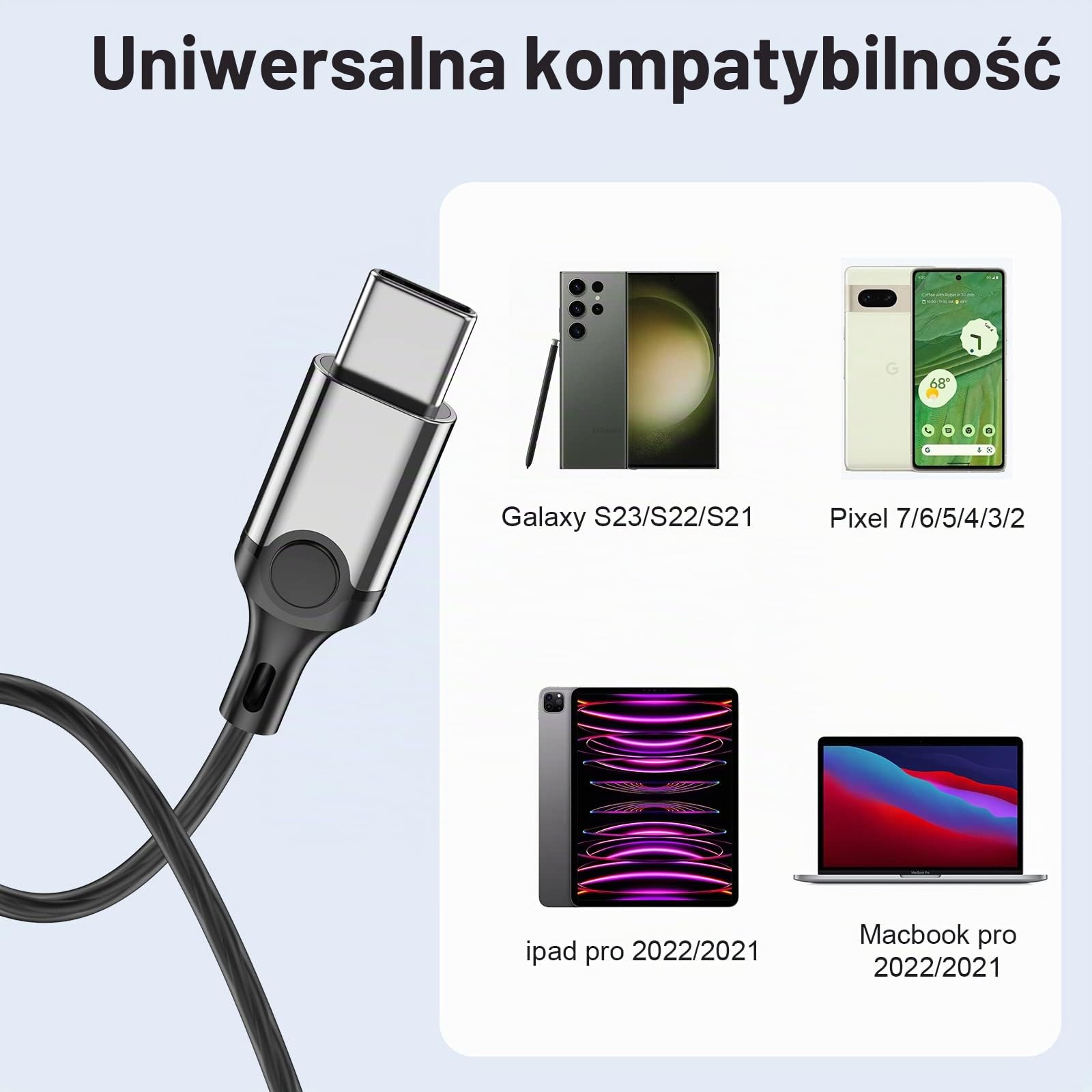 Słuchawki USB C do Samsung Galaxy S23 Ultra S22 S21 FE S20 A53, słuchawki USB C z mikrofonami typu C, słuchawki przewodowe, kompatybilne z iPadem Pro 2022/2021, Pixel 7/6/5/4 itp.