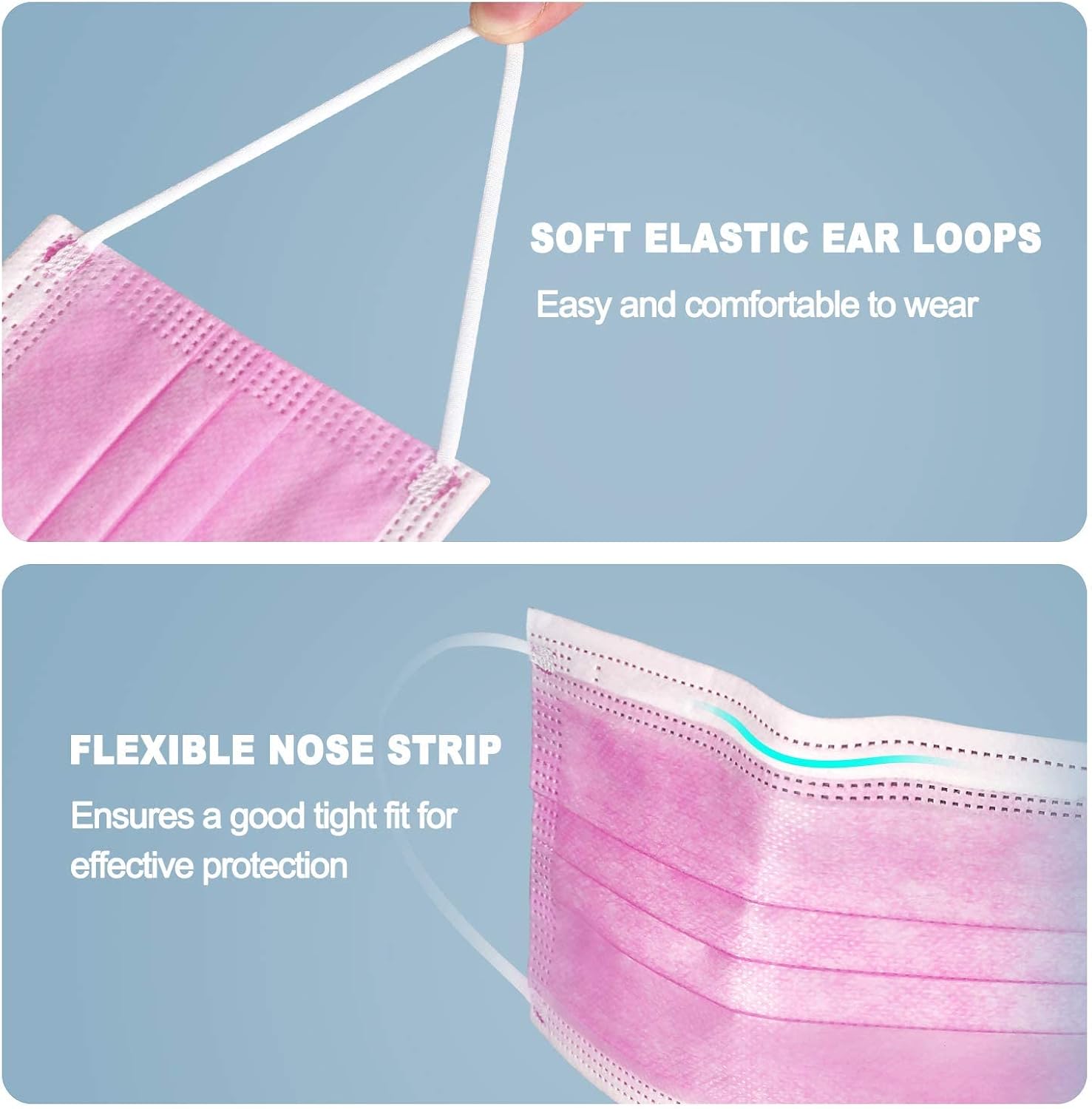 Tomorotec 50-Pack Disposable Protective Face Masks