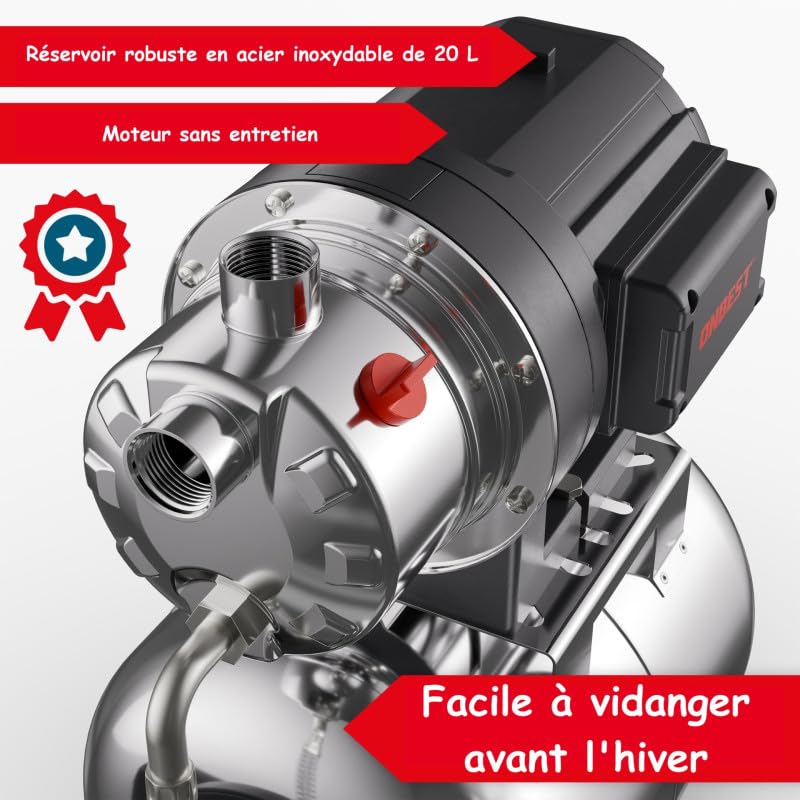 Surpresseur automatique domestique 1300W en acier inoxydable de 20 l idéal jardin et maison