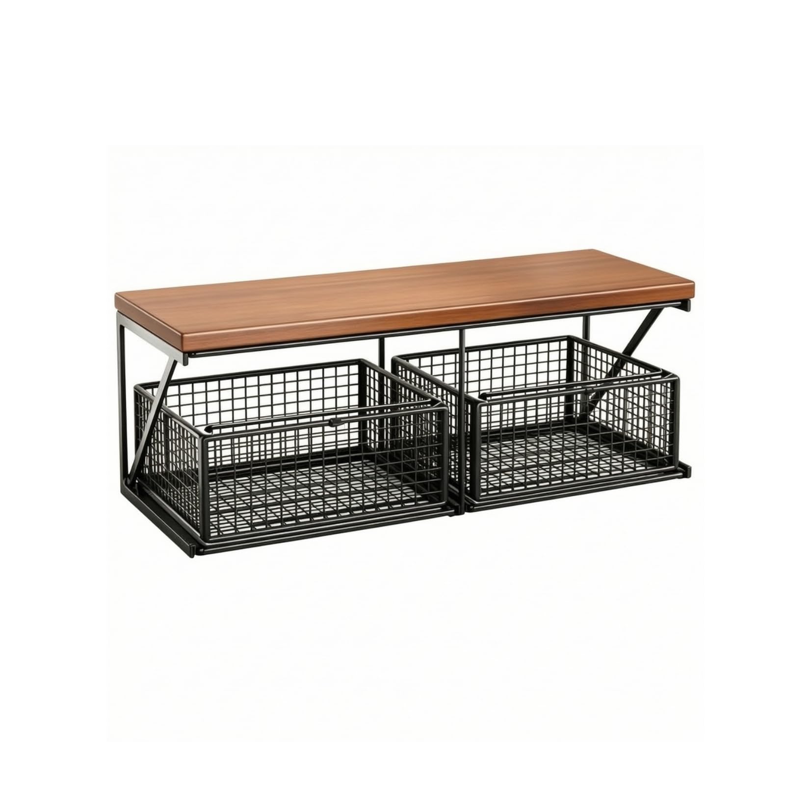 rockible con Cestas Metal Metálico Organizador Mesa con Cestas Negro Mueble para Cocina
