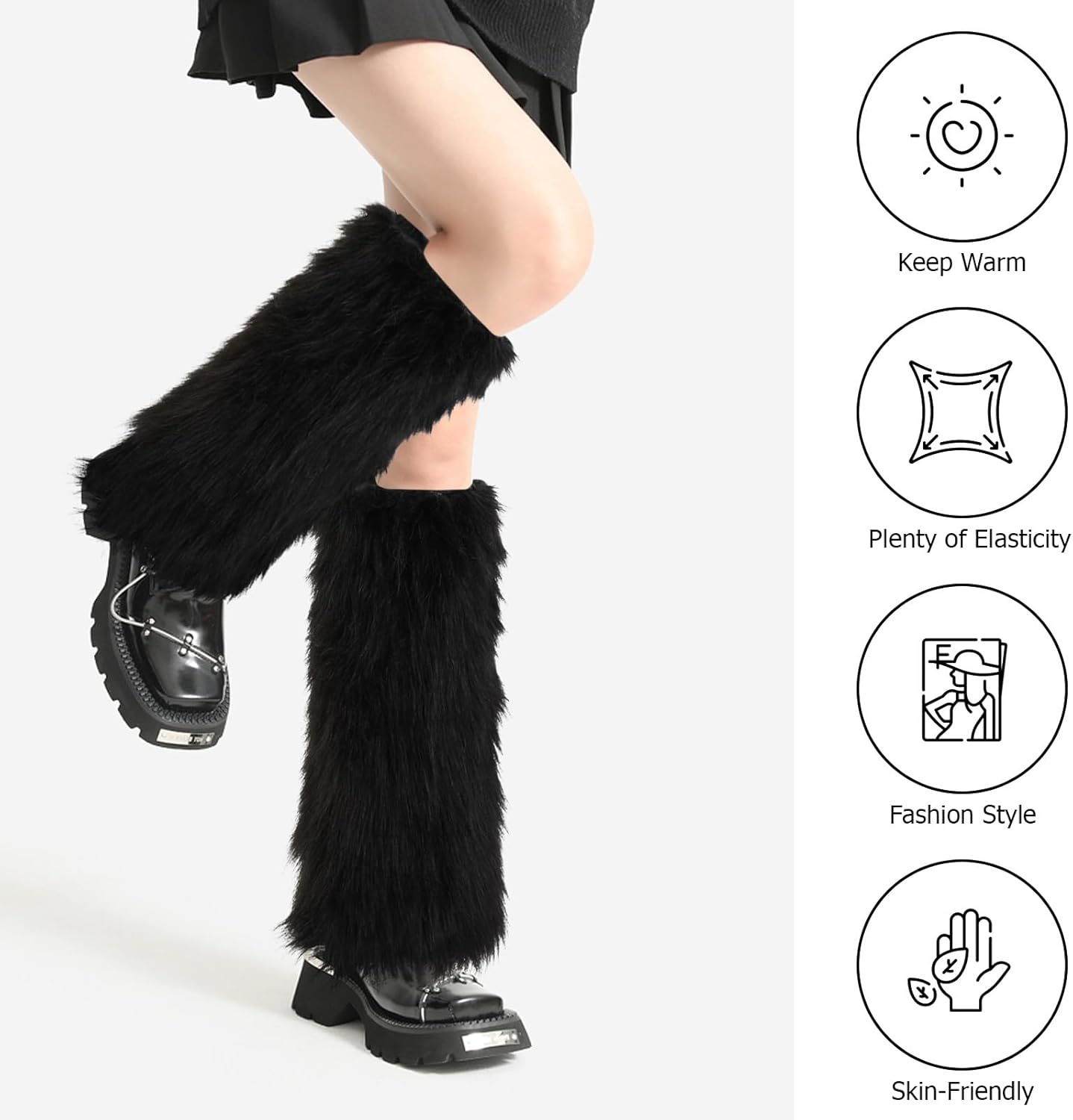 XEPST Faux Fur Fuzzy Leg Warmers Furry Boot Covers for Women, Warm Fuzzy Boot Cuff Boot Sleeves Leg Warmers for Party Costume - Image 3