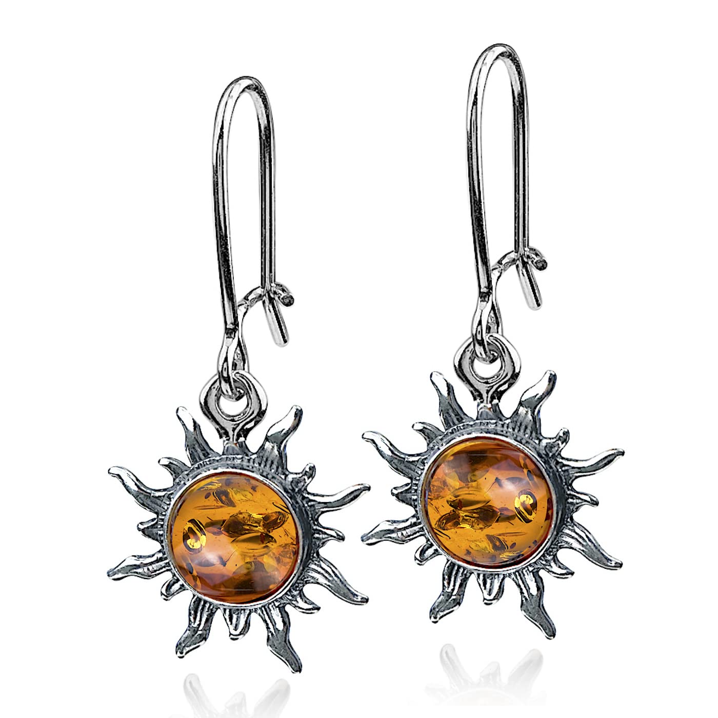Ian and Valeri Co. Amber Sterling Silver Fine Sun Earrings