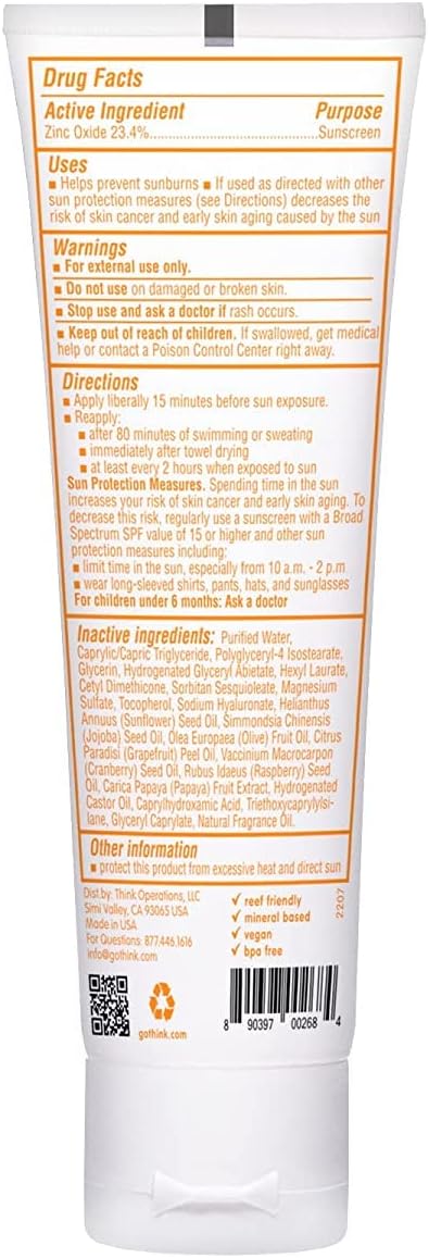 Thinkbaby - SPF 50+ Braod Spectrum Organic Sunscreen - 3 oz - 2 pack