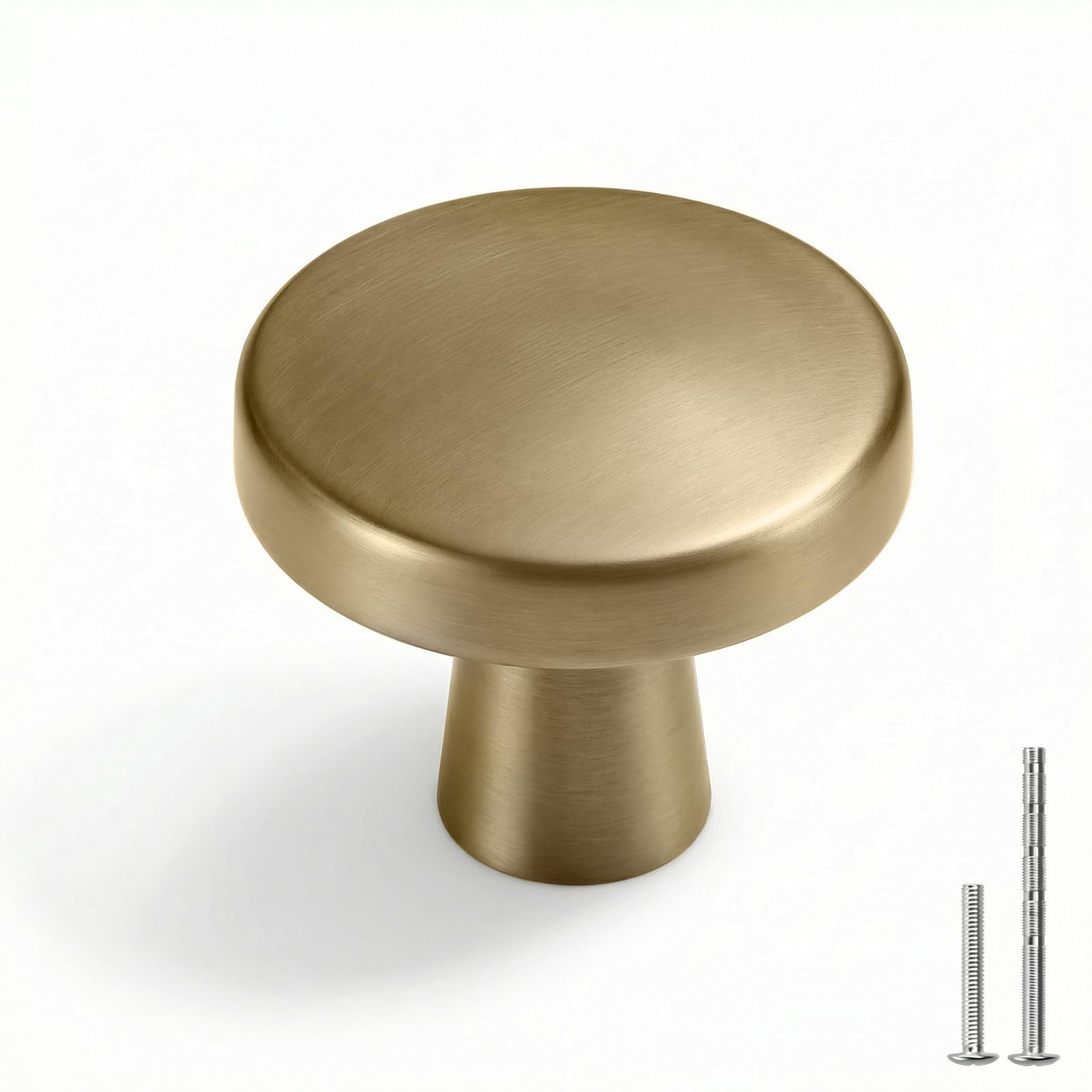 Goldenwarm Paquete de 40 pomos de gabinete de 1-1/4 pulgadas, color bronce champán, pomos redondos de aleación de zinc para cocina, baño y dormitorio