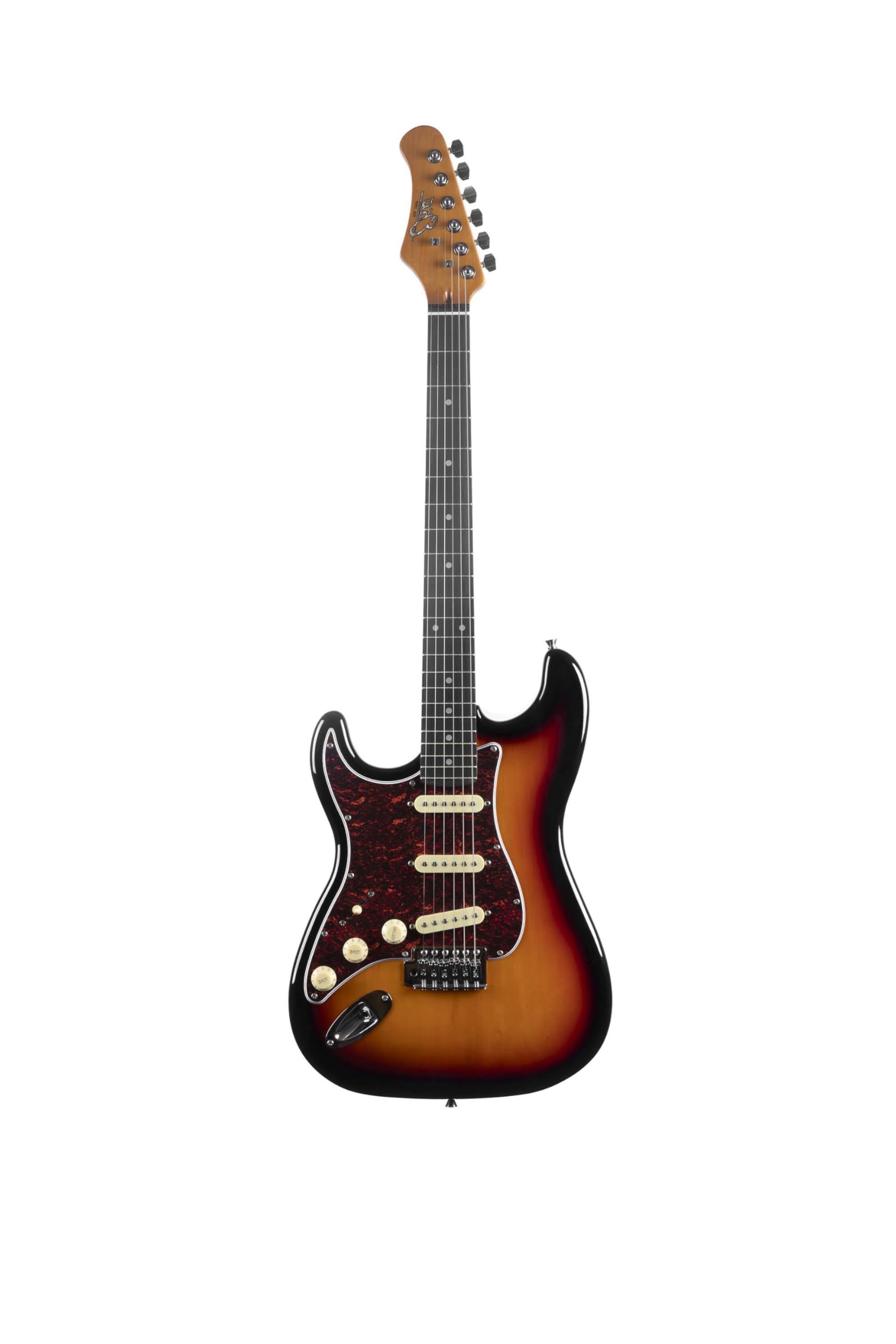 EKO GUITARS – Chitarra Elettrica ST-300 LH, Corpo Pioppo, Manico Acero, Tastiera Laurel 22 Tasti, 3 Pickup Single-Coil, Ponte Tremolo, Scala 650 mm, Colore Sunburst