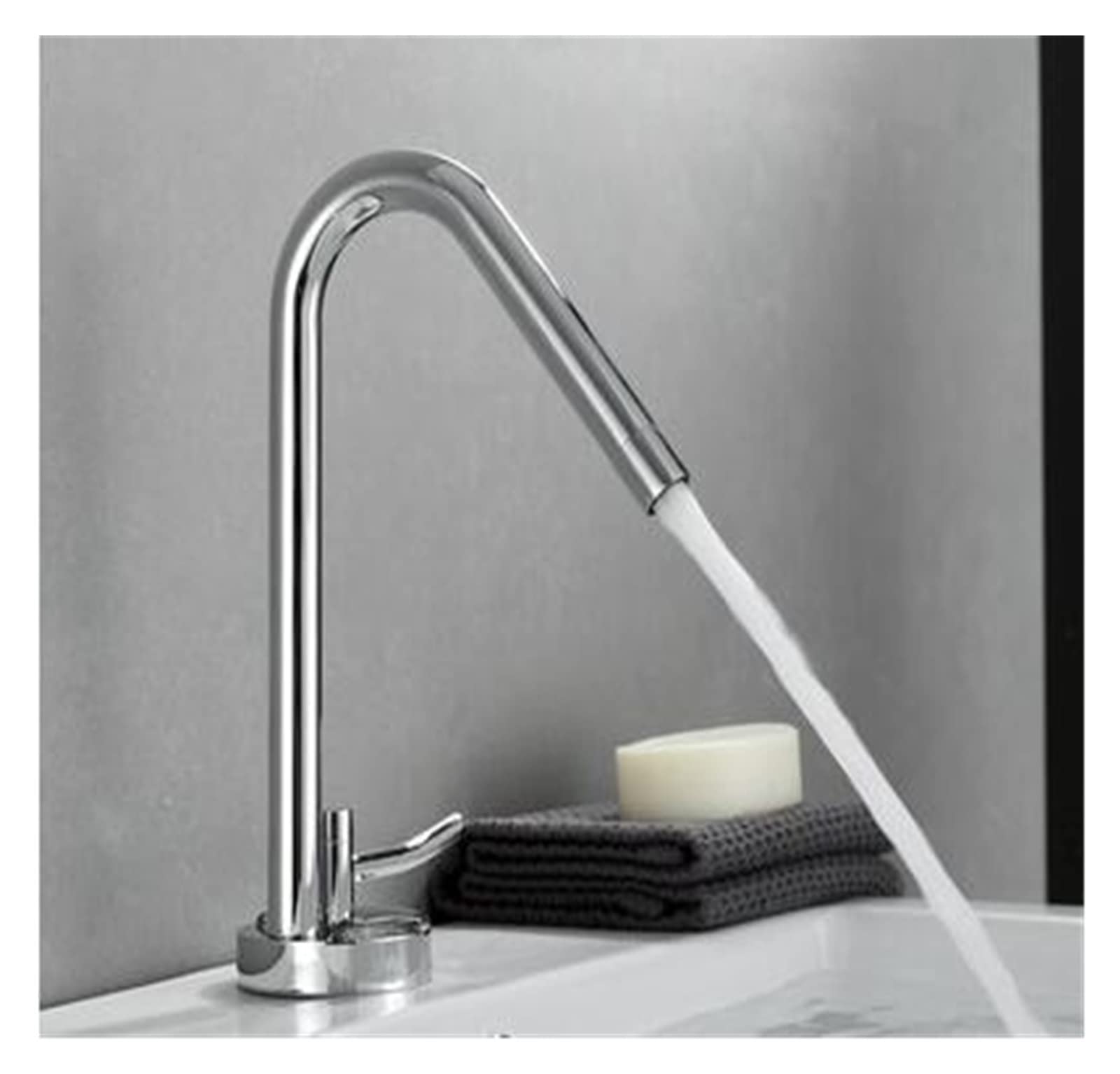 Mitigeur de lavabo blanc et chrome pour eau chaude et froide de salle de bain