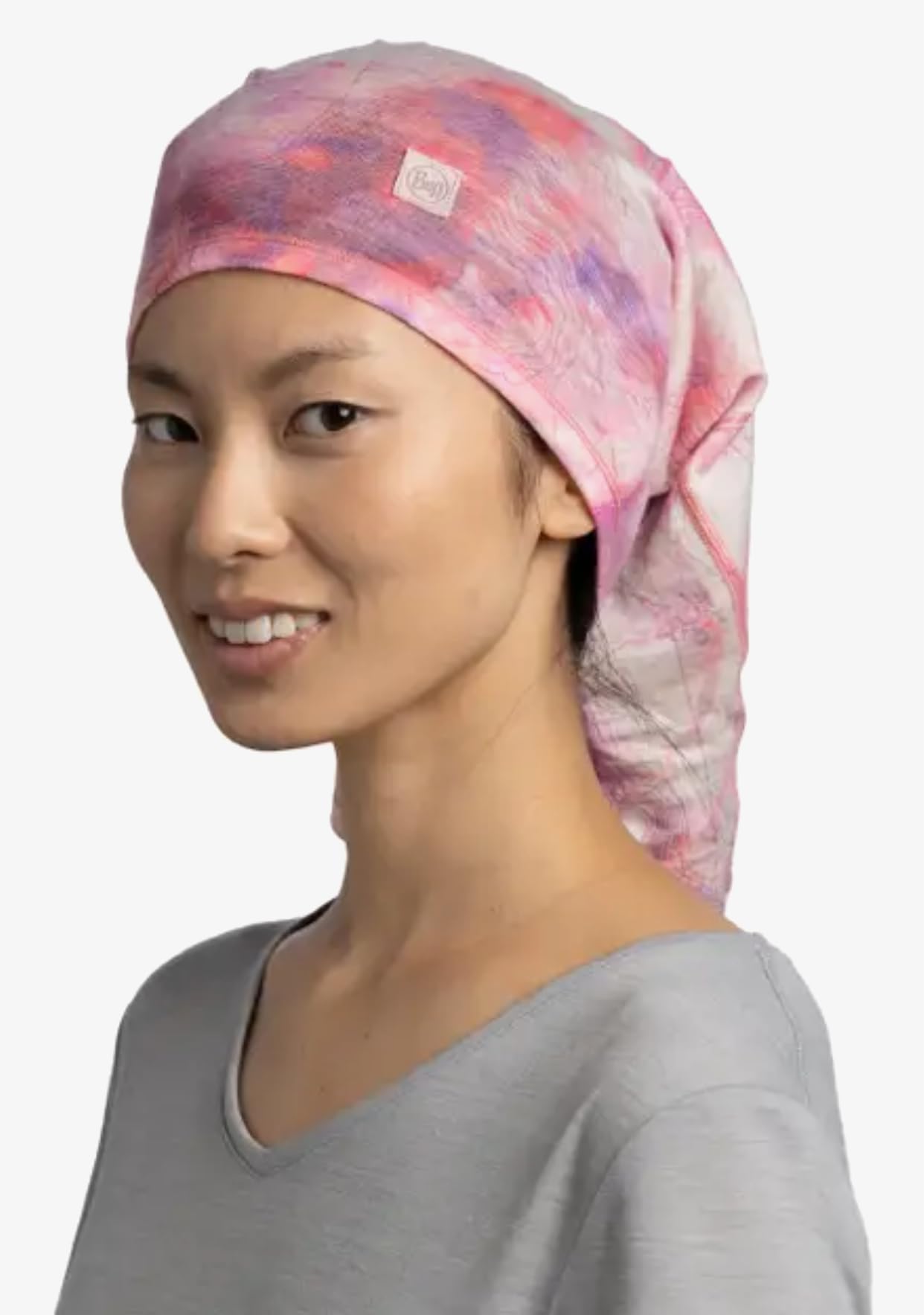 Buff| Neckwear Merino Lightweight Prints Multifunctional 100% Merino Wool Scarf, Trekking, Outdoor, Sustainable, Slim fit Man Women One Size Pink Azalea