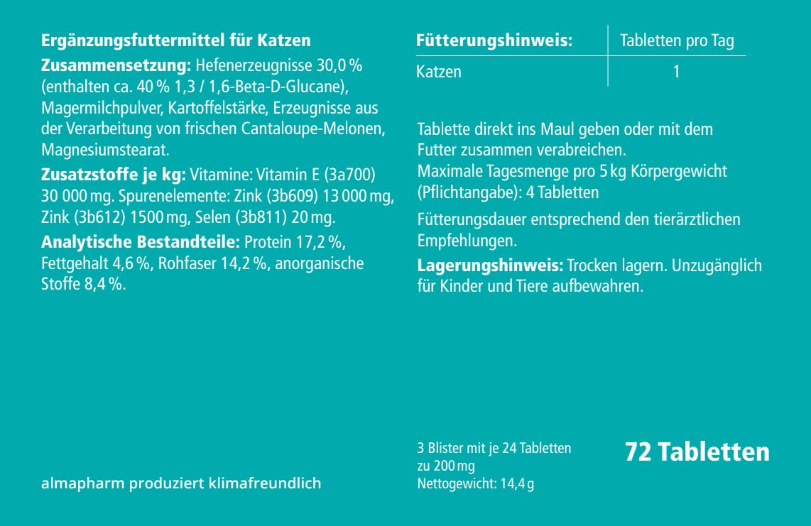 almapharm ImmuStim K | 72 Tabletten | Ergänzungsfuttermittel für Katzen | Vitalstoffe für das Immunsystem | Zur Unterstützung des Immunsystems