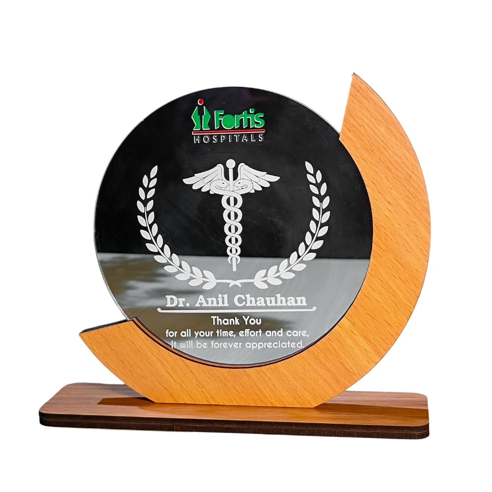 wehatke customized/personalized name engrave trophy table top for decor | round | gift for doctor